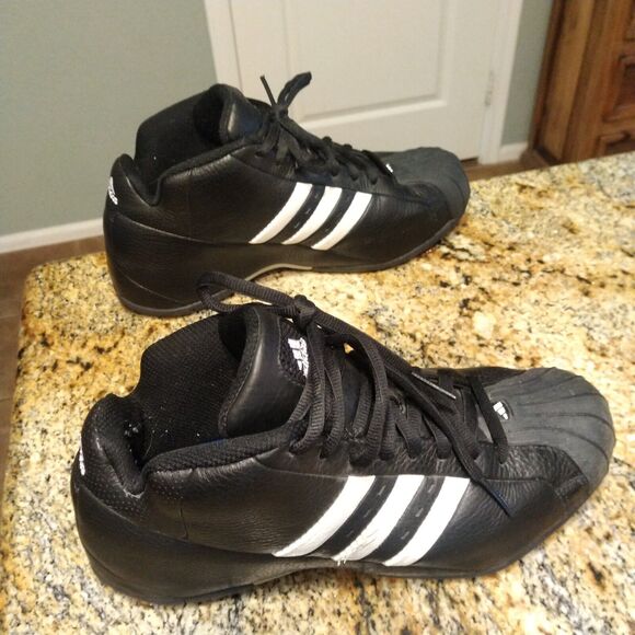 RARE 2003 Adidas Core Black Mens US 9.5 Retro Basketball Sneakers Lace Up 041487 - Picture 3 of 11